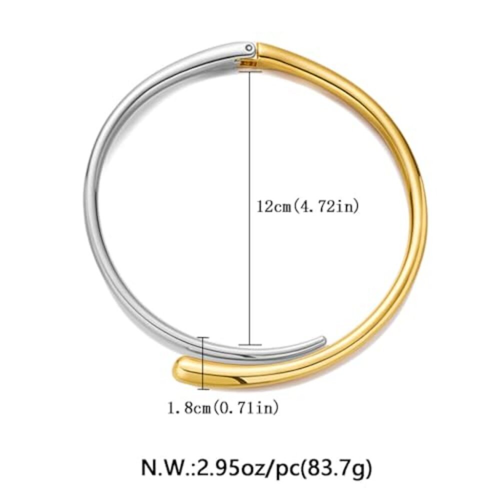 Hinged Open Cuff Statement Necklace Minimalist Mi… - image 6